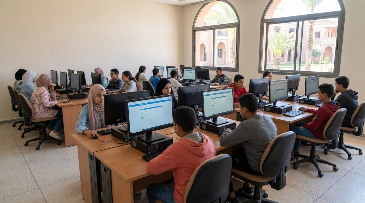 Salle informatique d'école au Maroc