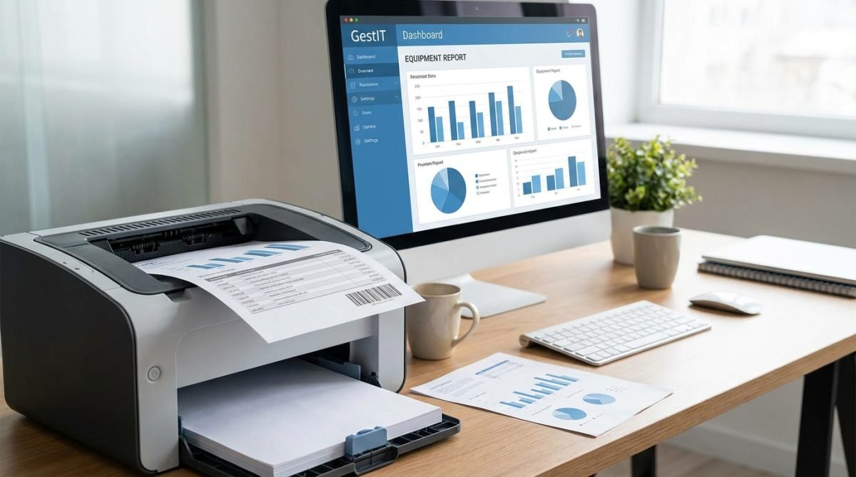 Impression de rapports PDF avec le dashboard UseGestIT à l'écran