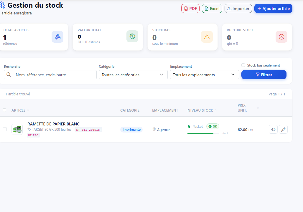 Gestion du stock et alertes niveau bas dans GestIT