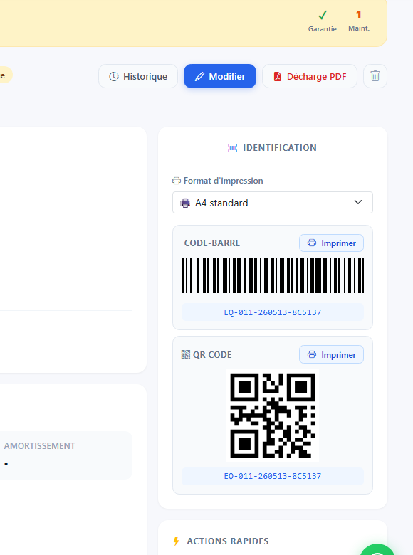 Codes-barres et QR codes imprimables dans GestIT